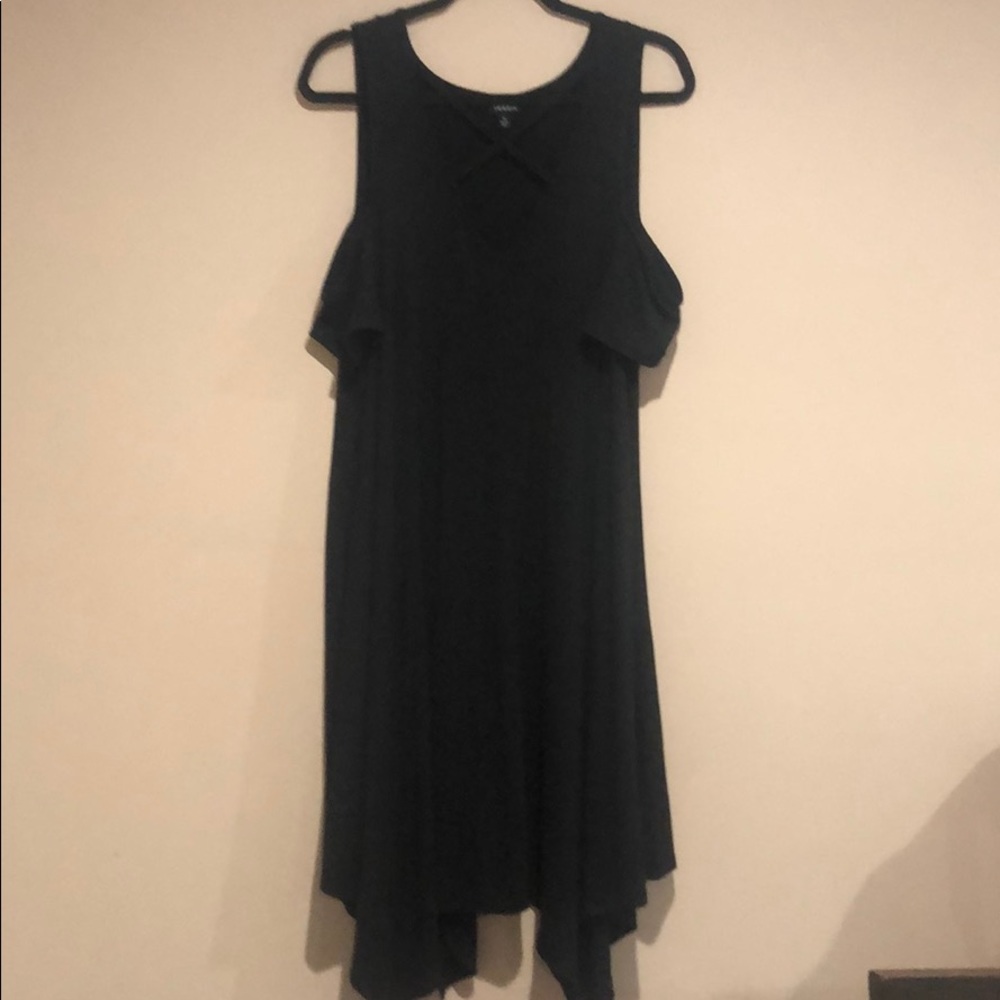 Torrid Black Midi Open Shoulder Cross Front Dress